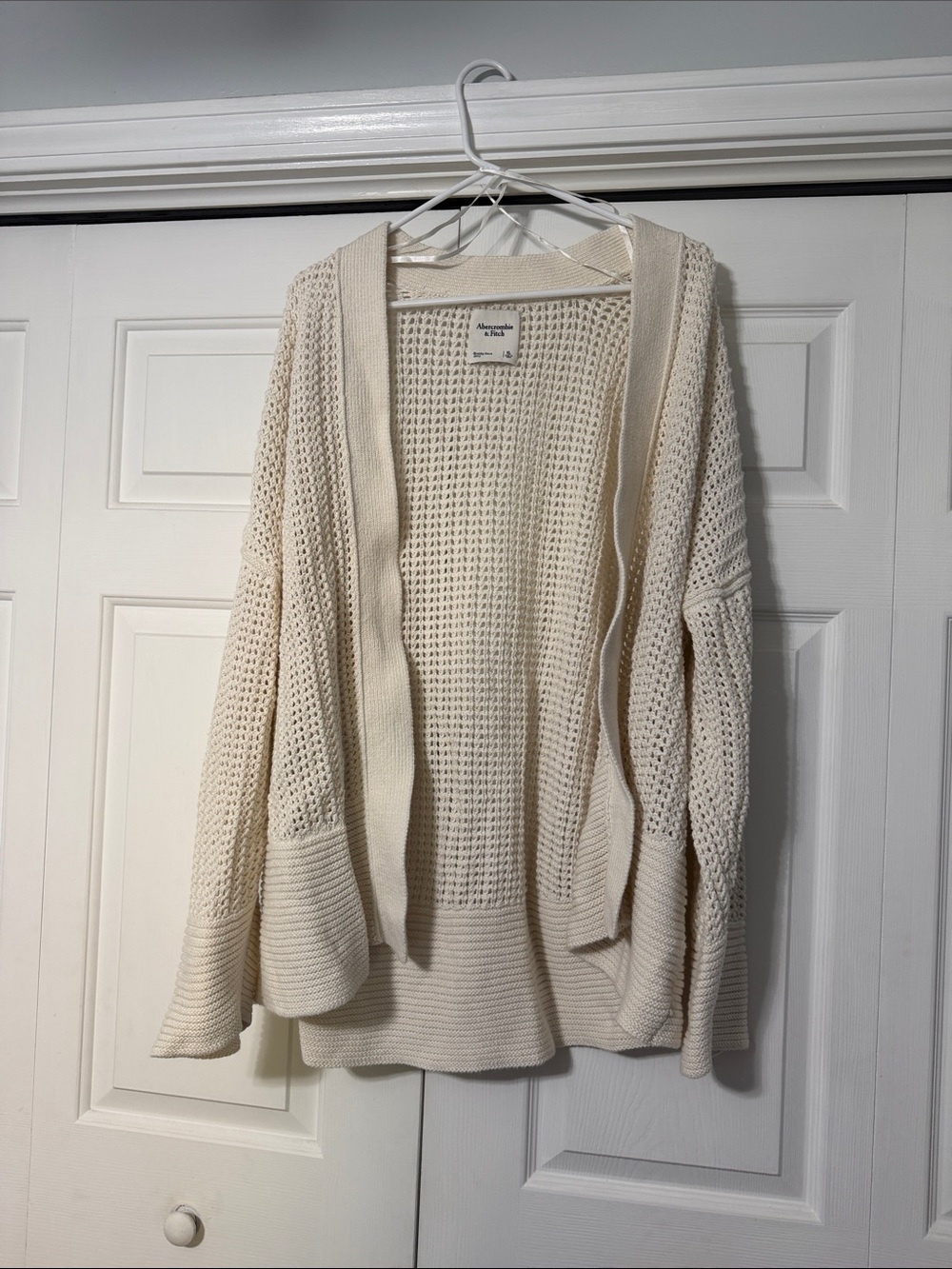 Abercrombie & Fitch Ivory Open-Weave Cardigan
